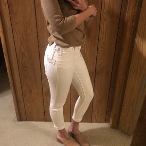 High Waisted White Crop Jeans NWT